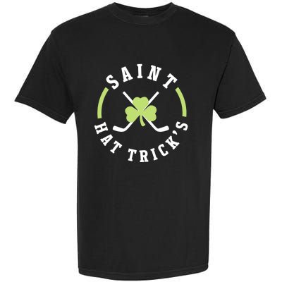 St. Patricks Day Hockey Shirt Saint Hat Trick's Day Garment-Dyed Heavyweight T-Shirt