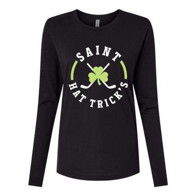 St. Patricks Day Hockey Shirt Saint Hat Trick's Day Womens Cotton Relaxed Long Sleeve T-Shirt