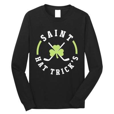 St. Patricks Day Hockey Shirt Saint Hat Trick's Day Long Sleeve Shirt