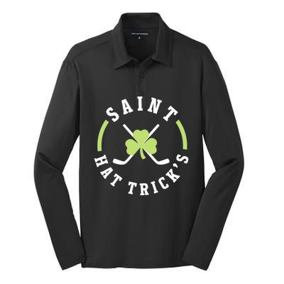 St. Patricks Day Hockey Shirt Saint Hat Trick's Day Silk Touch Performance Long Sleeve Polo