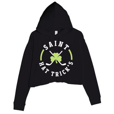 St. Patricks Day Hockey Shirt Saint Hat Trick's Day Crop Fleece Hoodie