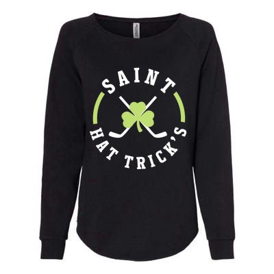 St. Patricks Day Hockey Shirt Saint Hat Trick's Day Womens California Wash Sweatshirt