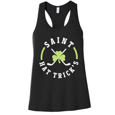 St. Patricks Day Hockey Shirt Saint Hat Trick's Day Women's Racerback Tank