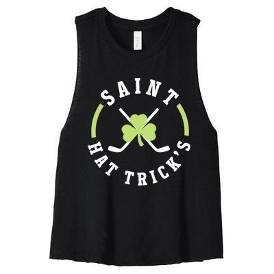 St. Patricks Day Hockey Shirt Saint Hat Trick's Day Women's Racerback Cropped Tank