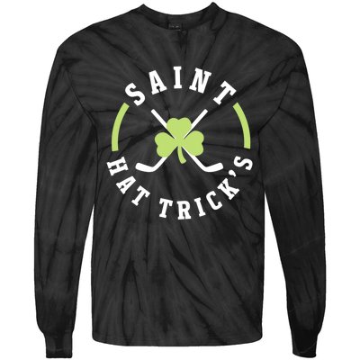 St. Patricks Day Hockey Shirt Saint Hat Trick's Day Tie-Dye Long Sleeve Shirt