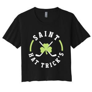 St. Patricks Day Hockey Shirt Saint Hat Trick's Day Women's Crop Top Tee