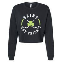 St. Patricks Day Hockey Shirt Saint Hat Trick's Day Cropped Pullover Crew