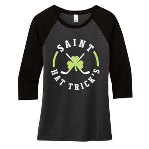 St. Patricks Day Hockey Shirt Saint Hat Trick's Day Women's Tri-Blend 3/4-Sleeve Raglan Shirt