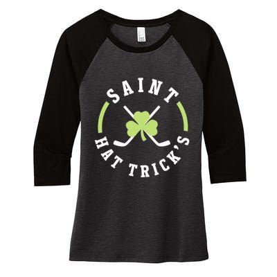 St. Patricks Day Hockey Shirt Saint Hat Trick's Day Women's Tri-Blend 3/4-Sleeve Raglan Shirt