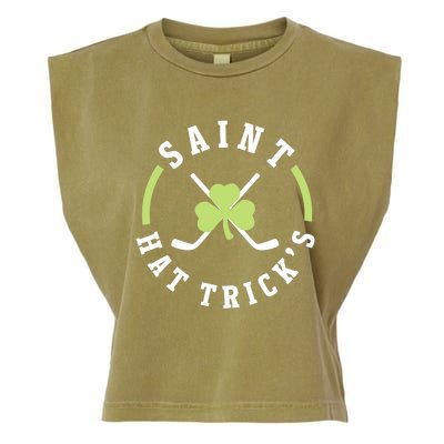 St. Patricks Day Hockey Shirt Saint Hat Trick's Day Garment-Dyed Women's Muscle Tee