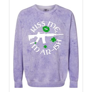 St Patricks Day Kiss Me Im Arish Ar Gun Colorblast Crewneck Sweatshirt