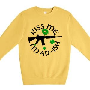 St Patricks Day Kiss Me Im Arish Ar Gun Premium Crewneck Sweatshirt