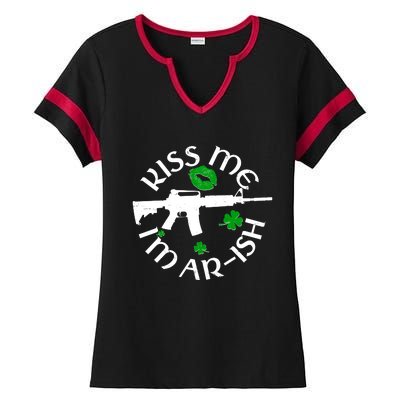 St Patricks Day Kiss Me Im Arish Ar Gun Ladies Halftime Notch Neck Tee