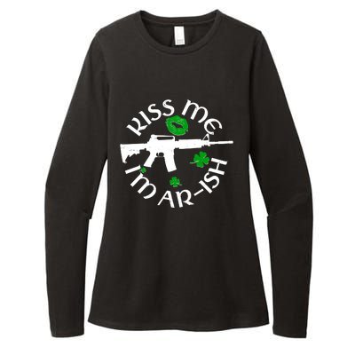 St Patricks Day Kiss Me Im Arish Ar Gun Womens CVC Long Sleeve Shirt