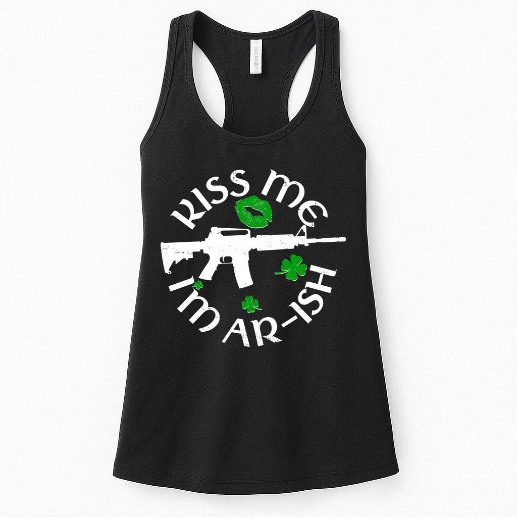 St Patricks Day Kiss Me Im Arish Ar Gun Womens Tank Top