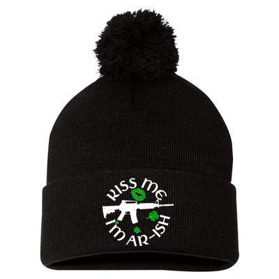 St Patricks Day Kiss Me Im Arish Ar Gun Pom Pom 12in Knit Beanie