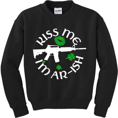 St Patricks Day Kiss Me Im Arish Ar Gun Kids Sweatshirt