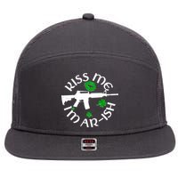 St Patricks Day Kiss Me Im Arish Ar Gun 7 Panel Mesh Trucker Snapback Hat