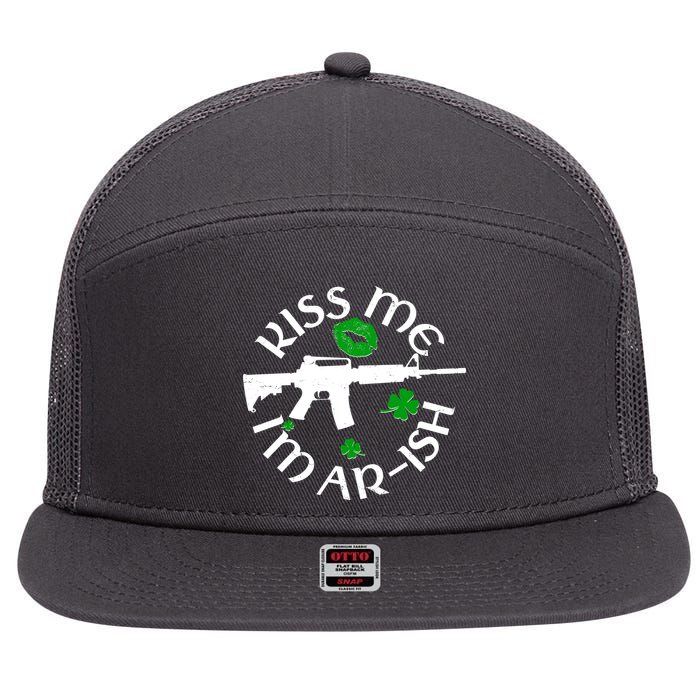 St Patricks Day Kiss Me Im Arish Ar Gun 7 Panel Mesh Trucker Snapback Hat