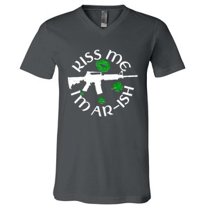 St Patricks Day Kiss Me Im Arish Ar Gun V-Neck T-Shirt