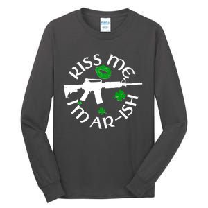 St Patricks Day Kiss Me Im Arish Ar Gun Tall Long Sleeve T-Shirt