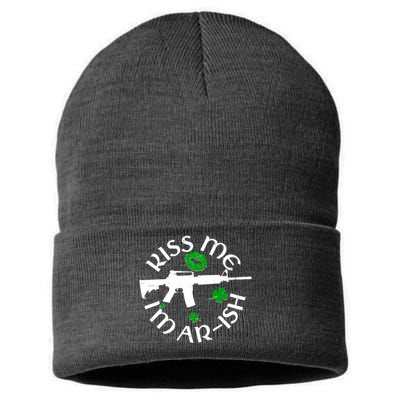 St Patricks Day Kiss Me Im Arish Ar Gun Sustainable Knit Beanie