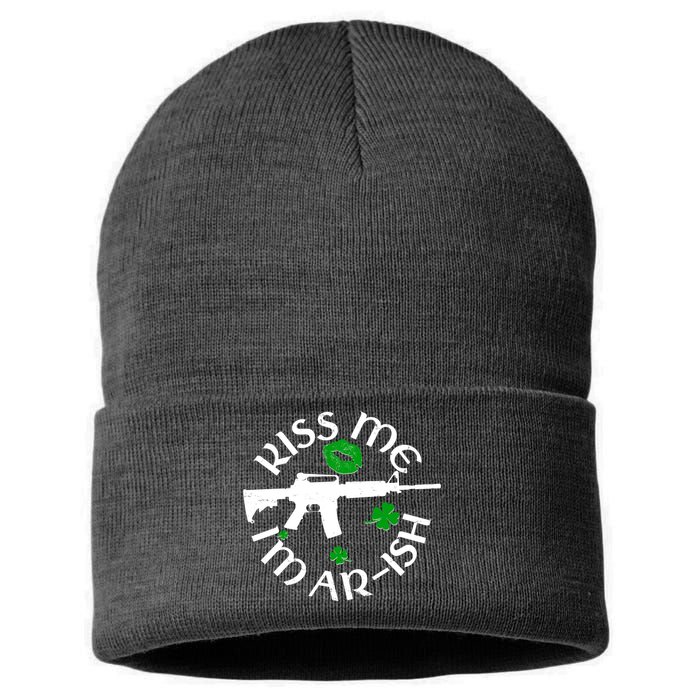 St Patricks Day Kiss Me Im Arish Ar Gun Sustainable Knit Beanie