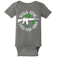 St Patricks Day Kiss Me Im Arish Ar Gun Baby Bodysuit