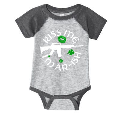 St Patricks Day Kiss Me Im Arish Ar Gun Infant Baby Jersey Bodysuit