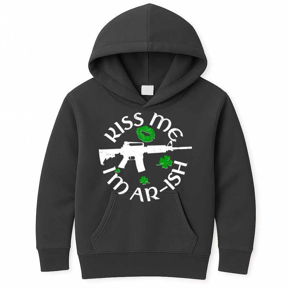 St Patricks Day Kiss Me Im Arish Ar Gun Kids Hoodie
