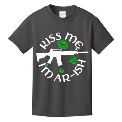 St Patricks Day Kiss Me Im Arish Ar Gun Kids T-Shirt