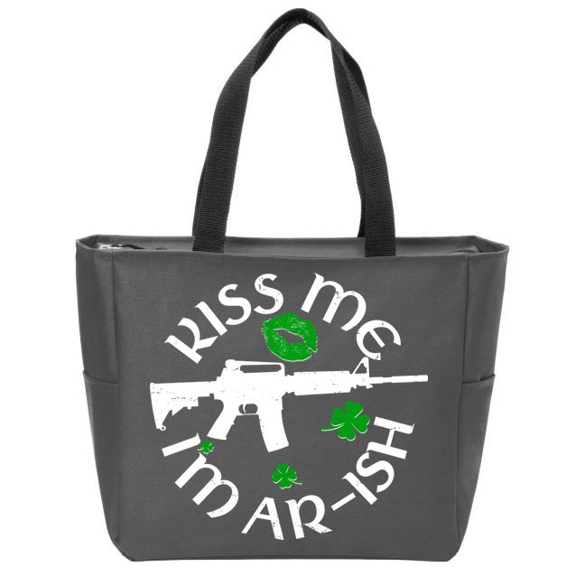 St Patricks Day Kiss Me Im Arish Ar Gun Zip Tote Bag
