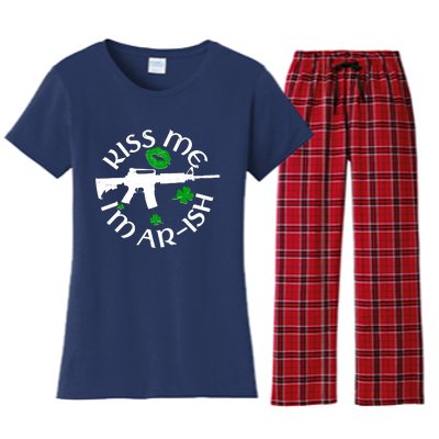 St Patricks Day Kiss Me Im Arish Ar Gun Women's Flannel Pajama Set