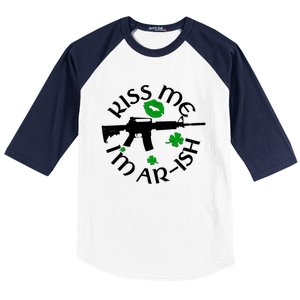 St Patricks Day Kiss Me Im Arish Ar Gun Baseball Sleeve Shirt