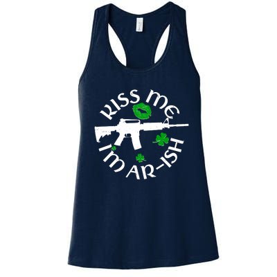 St Patricks Day Kiss Me Im Arish Ar Gun Women's Racerback Tank