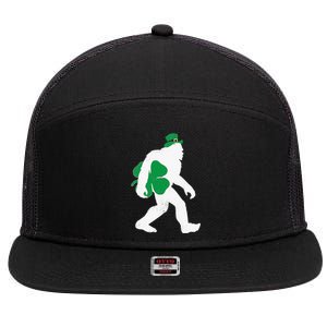 St Patricks Day Bigfoot Clover Leaf Irish Sasquatch 7 Panel Mesh Trucker Snapback Hat