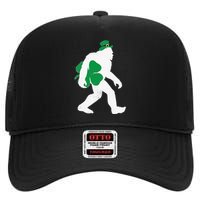 St Patricks Day Bigfoot Clover Leaf Irish Sasquatch High Crown Mesh Back Trucker Hat