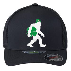 St Patricks Day Bigfoot Clover Leaf Irish Sasquatch Flexfit Unipanel Trucker Cap