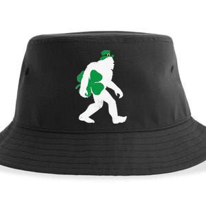 St Patricks Day Bigfoot Clover Leaf Irish Sasquatch Sustainable Bucket Hat