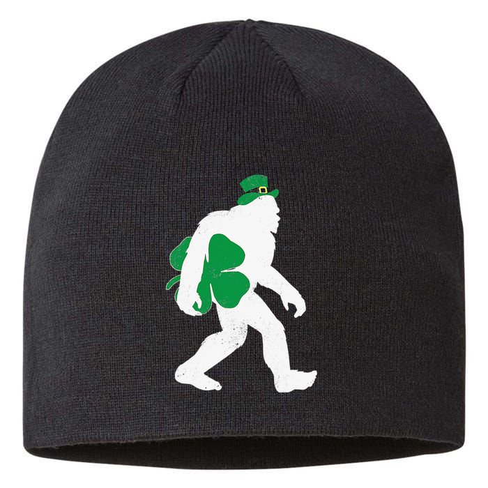 St Patricks Day Bigfoot Clover Leaf Irish Sasquatch Sustainable Beanie