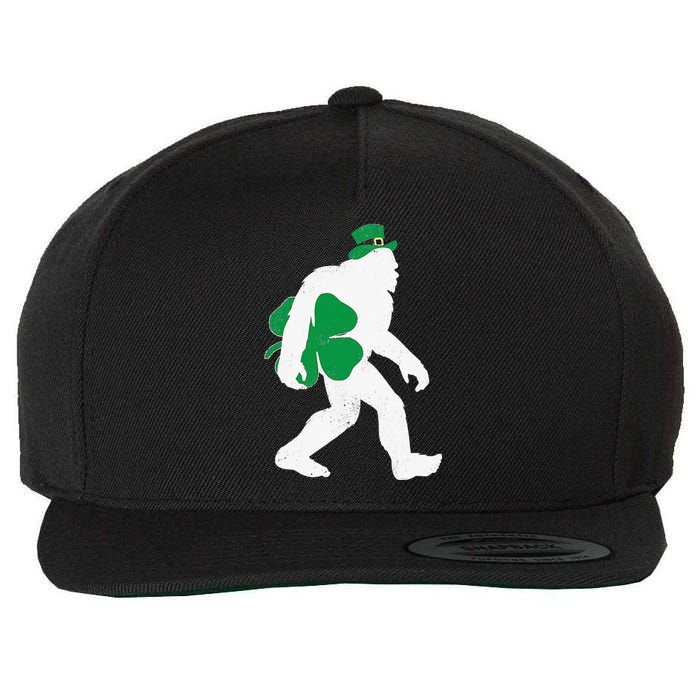 St Patricks Day Bigfoot Clover Leaf Irish Sasquatch Wool Snapback Cap