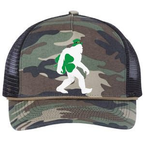 St Patricks Day Bigfoot Clover Leaf Irish Sasquatch Retro Rope Trucker Hat Cap