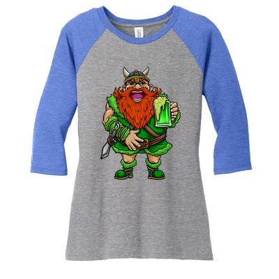 St Patricks Day Meaningful Gift Irish Viking Drawing Gift Meaningful Gift Women's Tri-Blend 3/4-Sleeve Raglan Shirt