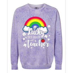 St Patricks Day Lucky 3rd Grade Teacher Cute Gift Colorblast Crewneck Sweatshirt