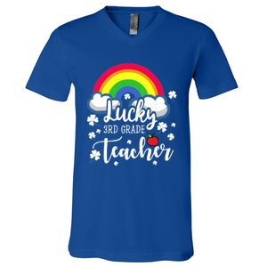 St Patricks Day Lucky 3rd Grade Teacher Cute Gift V-Neck T-Shirt