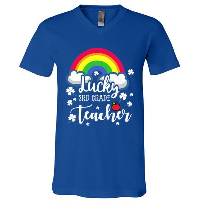 St Patricks Day Lucky 3rd Grade Teacher Cute Gift V-Neck T-Shirt