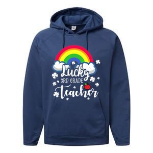 St Patricks Day Lucky 3rd Grade Teacher Cute Gift Performance Fleece Hoodie