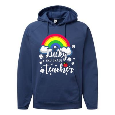 St Patricks Day Lucky 3rd Grade Teacher Cute Gift Performance Fleece Hoodie