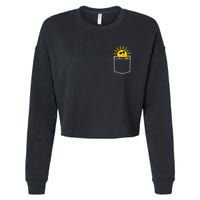 Sunrise Pocket Design Cropped Pullover Crew