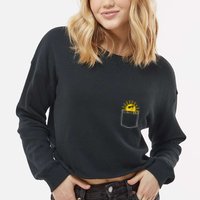 Sunrise Pocket Design Cropped Pullover Crew